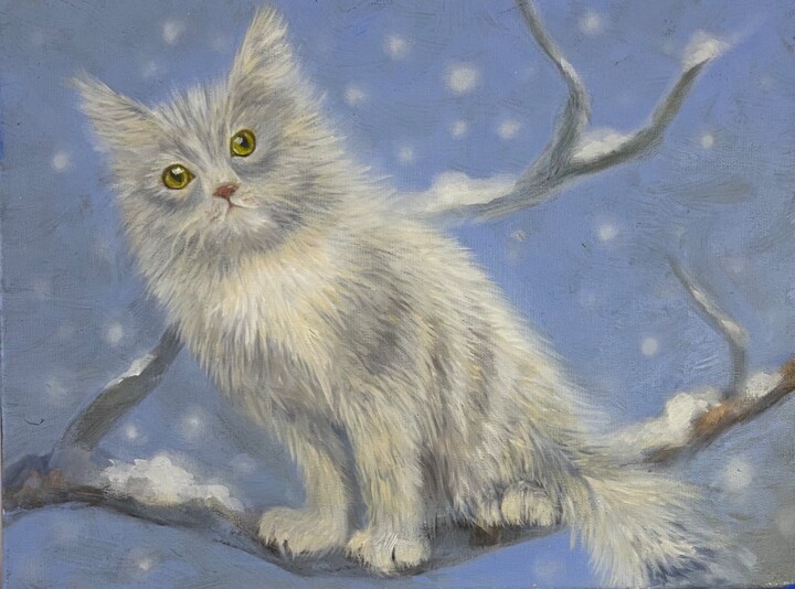 Картина под названием "Совушка" - Светлана Леонтьева, Подлинное произведение искусства, Масло