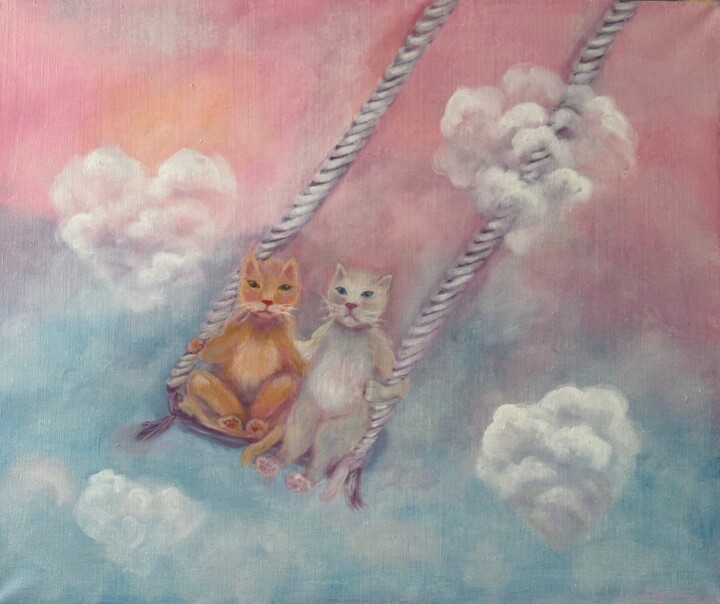 Painting titled "Clouds. Love. Dreams" by Svetlana Leont Eva, Original Artwork, Oil