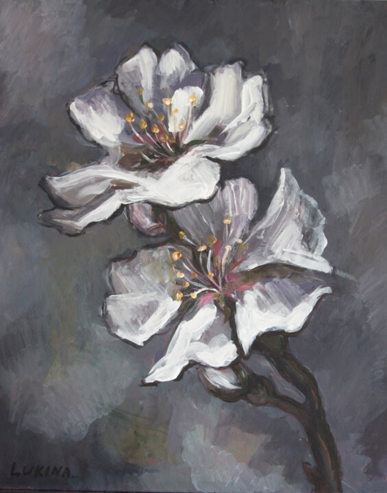 Peinture intitulée "almond blossom" par Svetlana Lukina, Œuvre d'art originale, Acrylique
