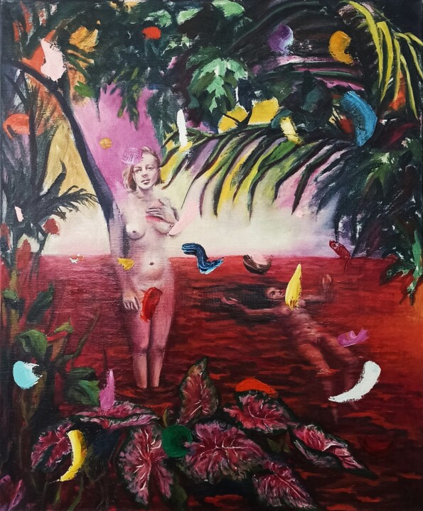 Peinture intitulée "Océan Rouge" par Svetlana Maksimenko, Œuvre d'art originale, Huile Monté sur Châssis en bois