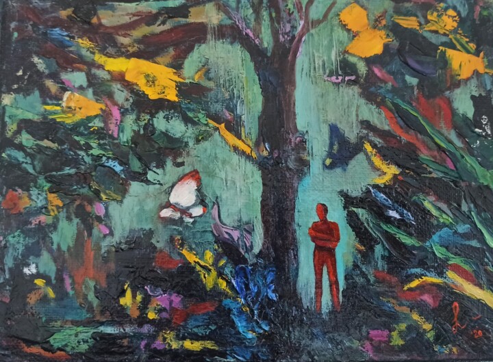 Peinture intitulée "Red Man" par Svetlana Maksimenko, Œuvre d'art originale, Huile Monté sur Châssis en bois