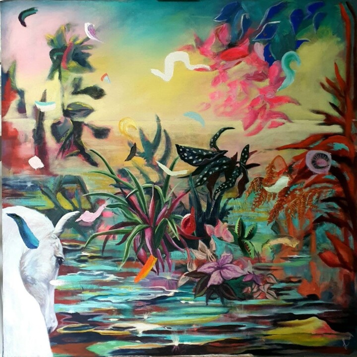 Peinture intitulée "Le rêve rose" par Svetlana Maksimenko, Œuvre d'art originale, Huile Monté sur Châssis en bois