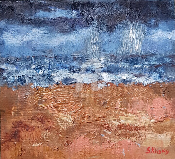 Painting titled "Storm" by Svetlana Grishkovec-Kiisky, Original Artwork, Oil Mounted on Cardboard