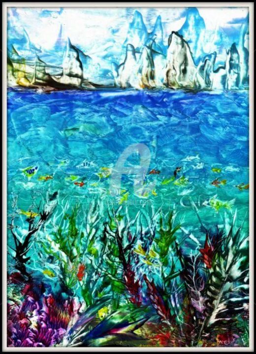 Peinture intitulée "Il mondo sottomarino" par Svety Art, Œuvre d'art originale
