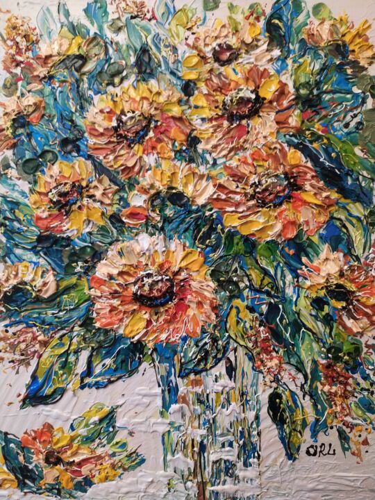 Картина под названием "Bouquet of sunflowe…" - Svetlana Pyzurenko, Подлинное произведение искусства, Акрил