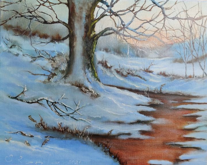「Winter」というタイトルの絵画 Svetlana Rantaによって, オリジナルのアートワーク, オイル