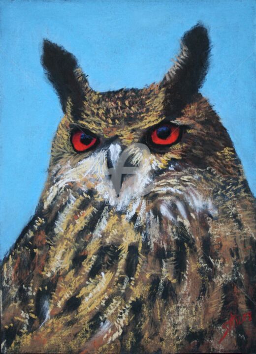 Рисунок под названием "owl.jpg" - Svetlana Samovarova (SA.LANA), Подлинное произведение искусства, Пастель
