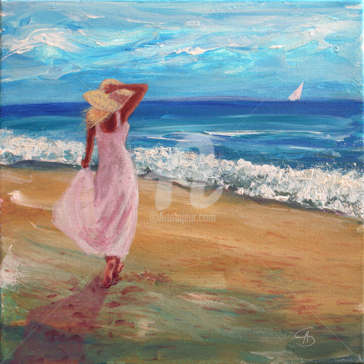Schilderij getiteld "ON THE BEACH" door Svetlana Samovarova (SA.LANA), Origineel Kunstwerk, Acryl