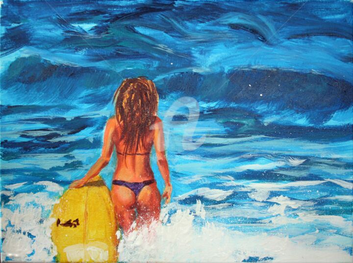 "Surfer Girl" başlıklı Tablo Svetlana Samovarova (SA.LANA) tarafından, Orijinal sanat, Akrilik
