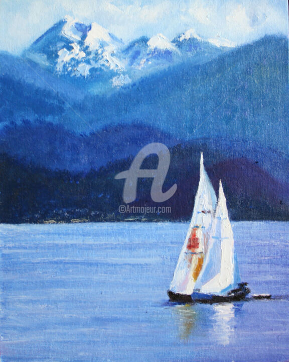 Painting titled "SAILBOAT WALKING..." by Svetlana Samovarova (SA.LANA), Original Artwork, Oil