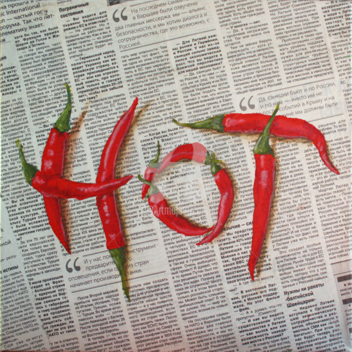 Pintura intitulada "HOT PEPPERS" por Svetlana Samovarova (SA.LANA), Obras de arte originais, Acrílico