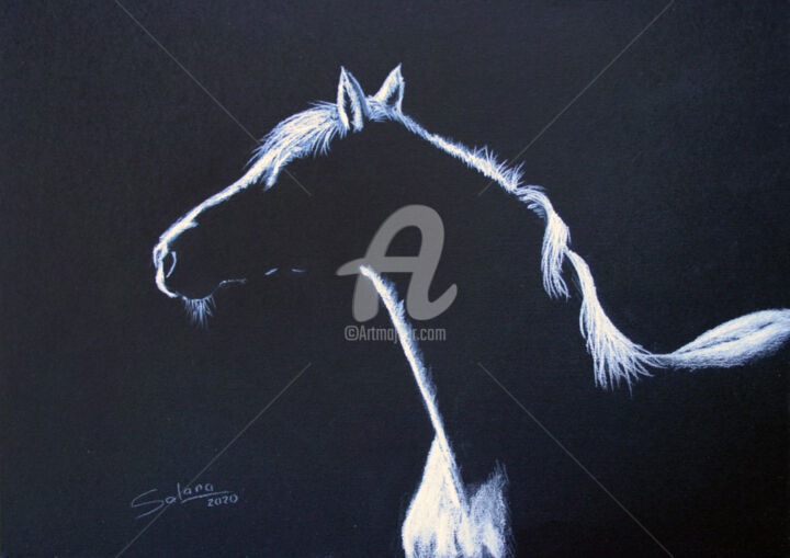Картина под названием "HORSE I" - Svetlana Samovarova (SA.LANA), Подлинное произведение искусства, Карандаш