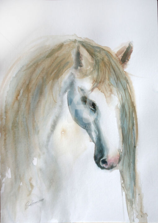 Картина под названием "HORSE VIII" - Svetlana Samovarova (SA.LANA), Подлинное произведение искусства, Акварель