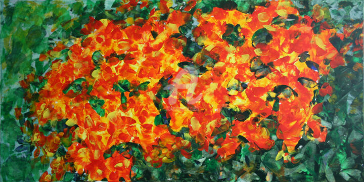 Peinture intitulée "LATE ROSES IN AUTUMN" par Svetlana Samovarova (SA.LANA), Œuvre d'art originale, Acrylique