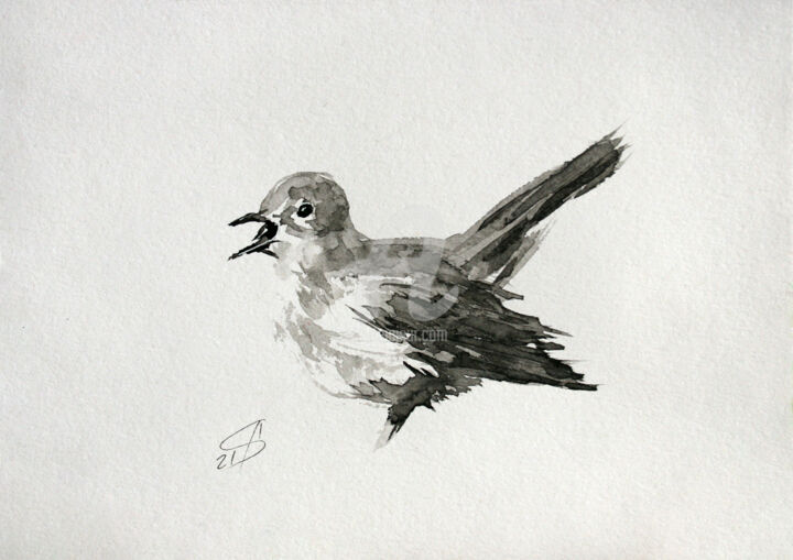 图画 标题为“BIRD II / Ink” 由Svetlana Samovarova (SA.LANA), 原创艺术品, 墨