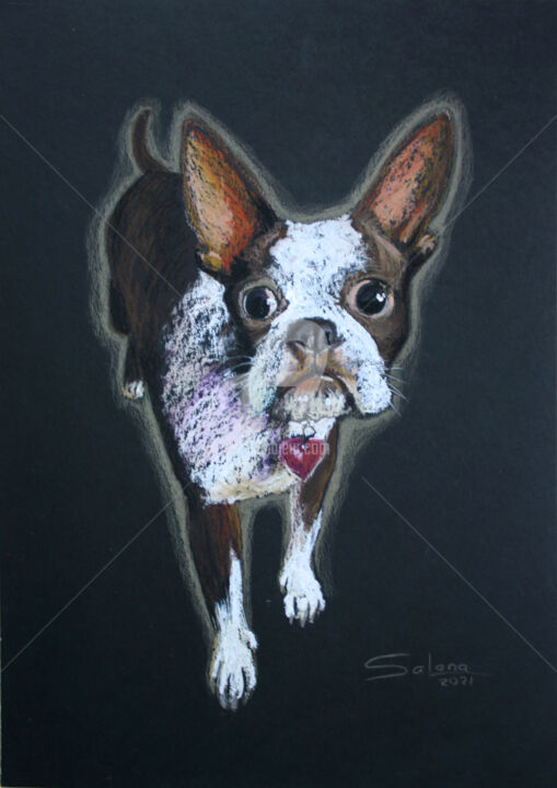 Dessin intitulée "DOG II... FRENCH BU…" par Svetlana Samovarova (SA.LANA), Œuvre d'art originale, Huile