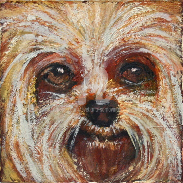 Malerei mit dem Titel "DOG 07.24" von Svetlana Samovarova (SA.LANA), Original-Kunstwerk, Öl