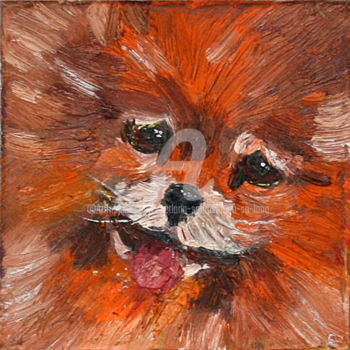 Painting titled "DOG 08.24" by Svetlana Samovarova (SA.LANA), Original Artwork, Oil