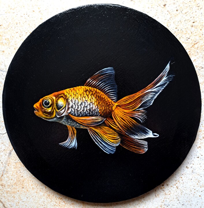 Pintura titulada "Gold fish." por Svetlana Samsonova, Obra de arte original, Oleo
