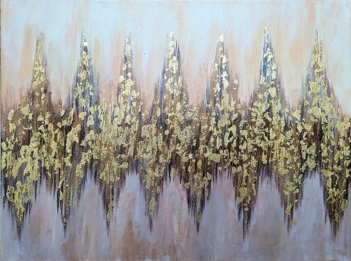 Malerei mit dem Titel "Golden zigzag." von Svetlana Samsonova, Original-Kunstwerk, Acryl