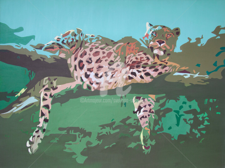 绘画 标题为“Leopard on the tree” 由Svetlana Saratova, 原创艺术品, 丙烯