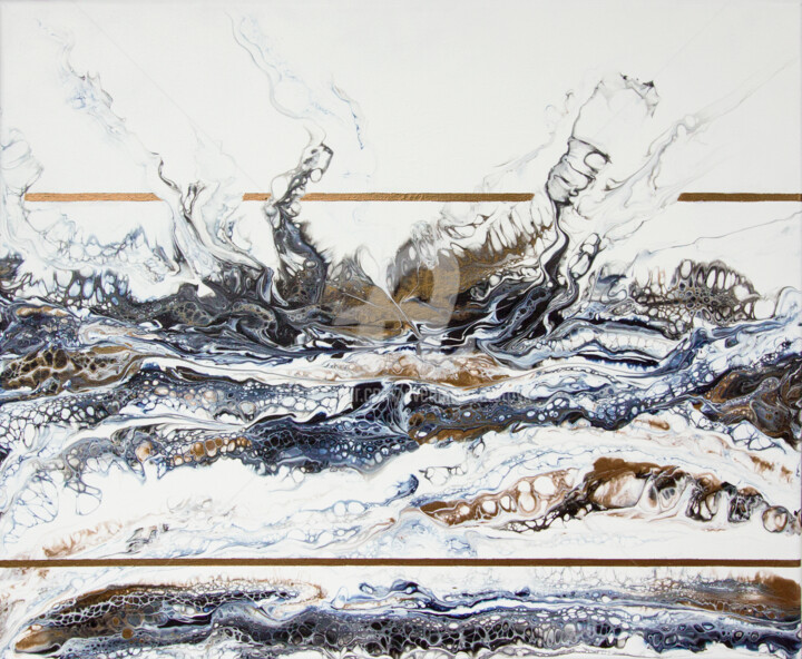 Painting titled "Abstract wave" by Svetlana Saratova, Original Artwork, Acrylic