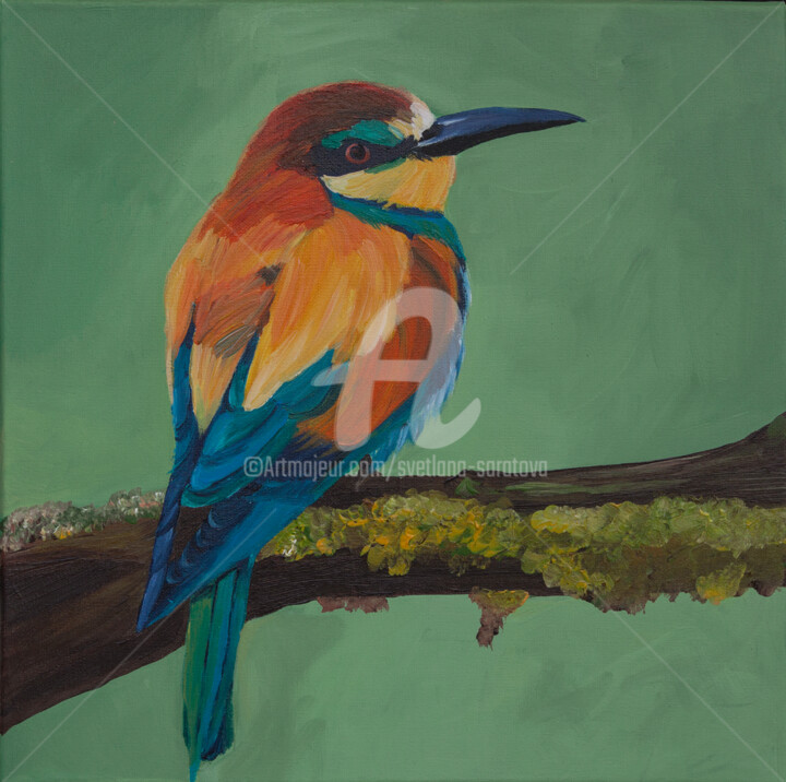 「Colored bird」というタイトルの絵画 Svetlana Saratovaによって, オリジナルのアートワーク, アクリル