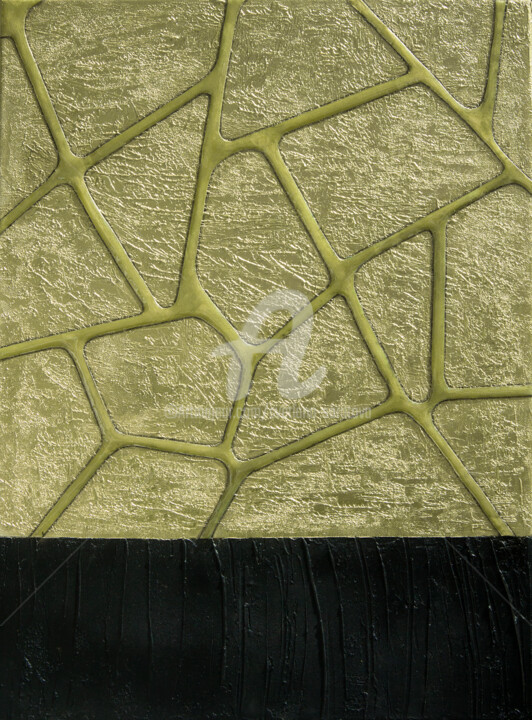 Painting titled "Golden Web" by Svetlana Saratova, Original Artwork, Acrylic