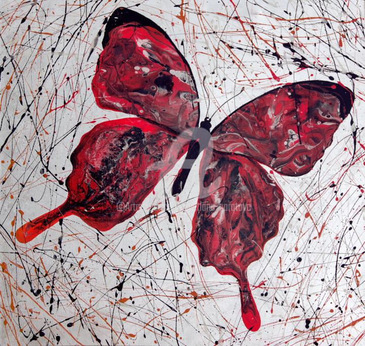 Painting titled "Butterfly Carmen." by Svetlana Saratova, Original Artwork, Acrylic