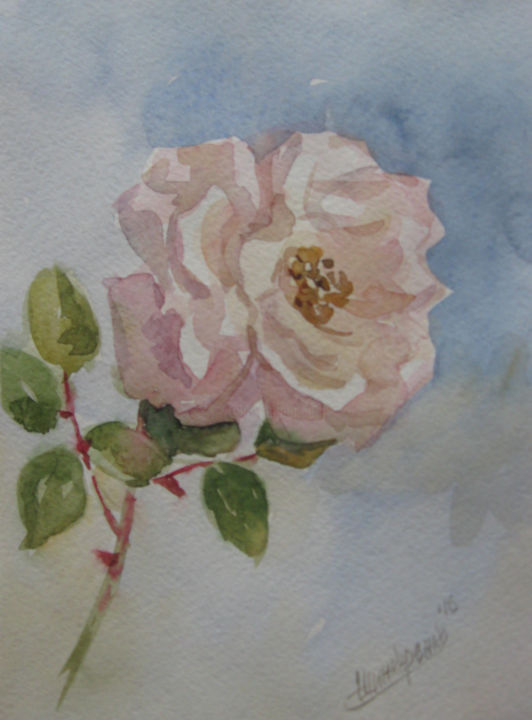 Painting titled "роза" by Svetlana, Original Artwork, Watercolor