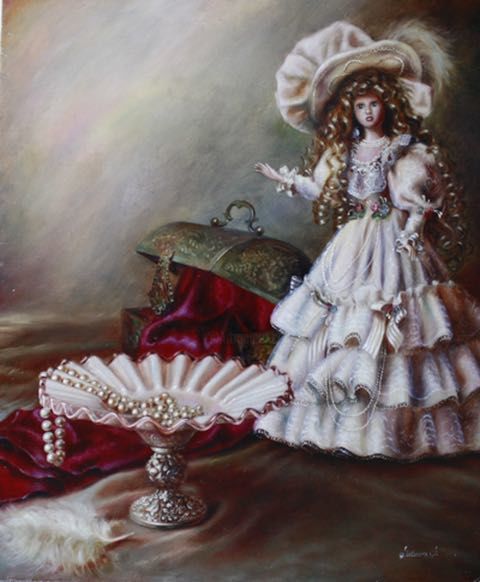Painting titled "Royal Doll" by Svetlana Sintseva, Original Artwork, Oil