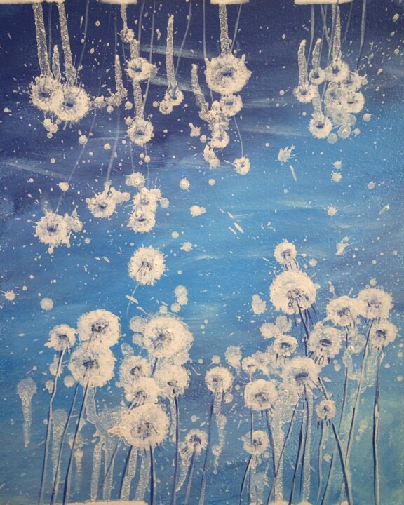 Painting titled "BLUE DANDELIONS" by Svetlana Sokolova, Original Artwork, Acrylic