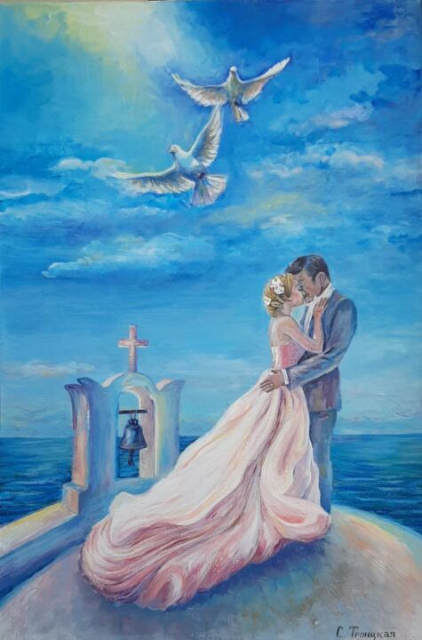 Peinture intitulée "Венчание" par Svetlana Troitskaia, Œuvre d'art originale, Tempera