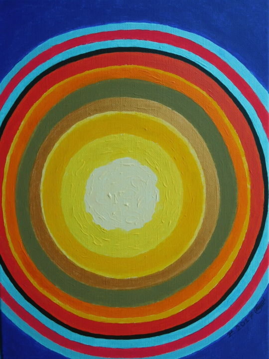Картина под названием "The Sun" - Svetlozar Tenov, Подлинное произведение искусства, Акрил Установлен на Деревянная рама для…