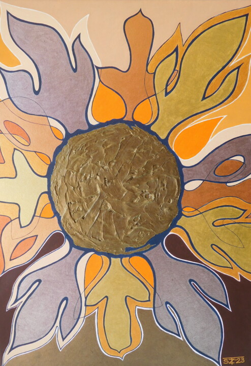 Painting titled "Sunflower" by Svetlozar Tenov, Original Artwork, Acrylic Mounted on Wood Stretcher frame