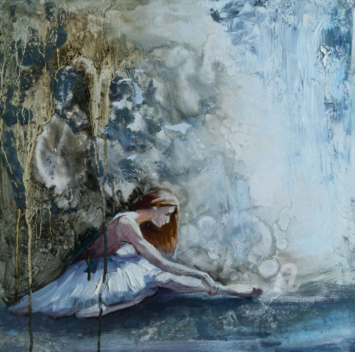 Painting titled "Ballerina" by Svet Schiel Gallery, Original Artwork, Oil Mounted on Wood Stretcher frame