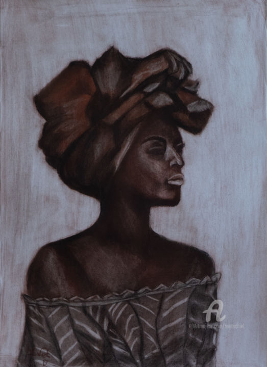 Drawing titled "Elegant Mosadi" by Svet Schiel Gallery, Original Artwork, Pastel