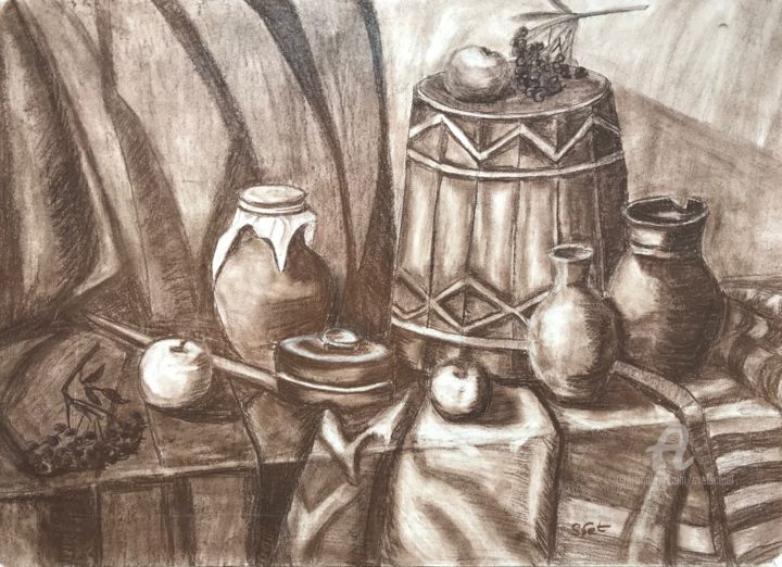 Drawing titled "Rural still life" by Svet Schiel Gallery, Original Artwork, Pastel