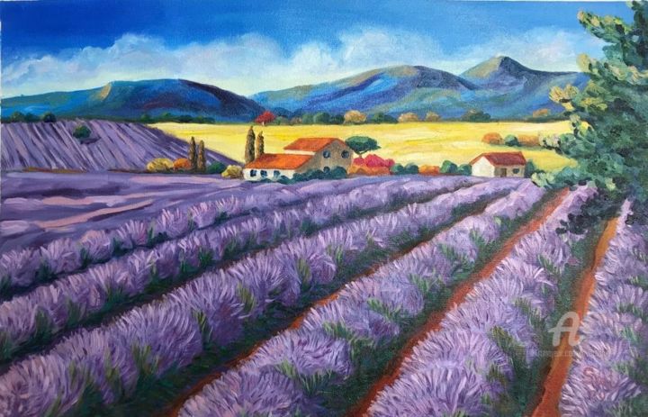 제목이 "Lavender field 1"인 미술작품 Svet Schiel Gallery로, 원작, 기름