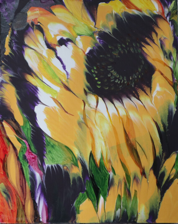 Painting titled "Sunflower" by Sviatlana Danskaya, Original Artwork, Acrylic