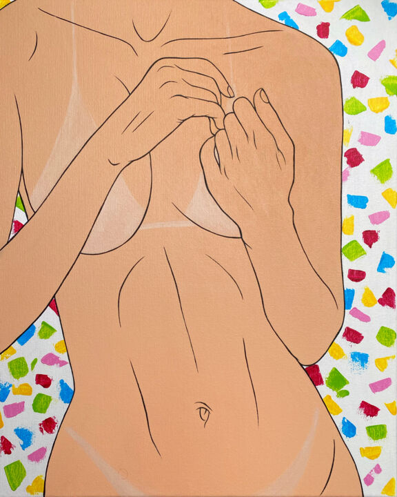 「Summer」というタイトルの絵画 Sviatlana Petushkovaによって, オリジナルのアートワーク, アクリル ウッドストレッチャーフレームにマウント