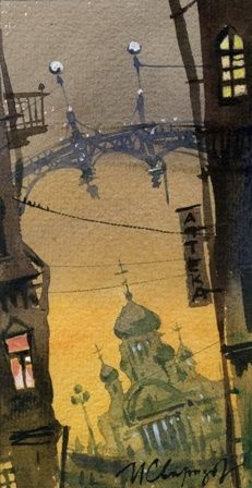 Картина под названием "Ночь, улица, фонарь…" - Ivan Sviridov, Подлинное произведение искусства, Масло