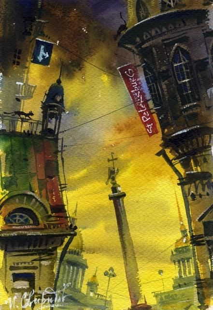 Картина под названием "Страж города" - Ivan Sviridov, Подлинное произведение искусства, Масло