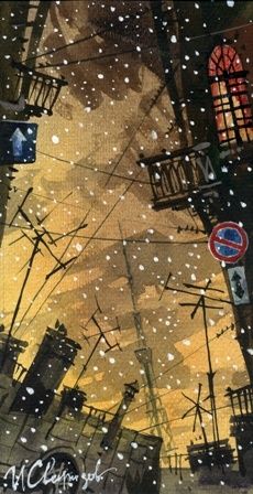 Pintura intitulada "Первый снег" por Ivan Sviridov, Obras de arte originais