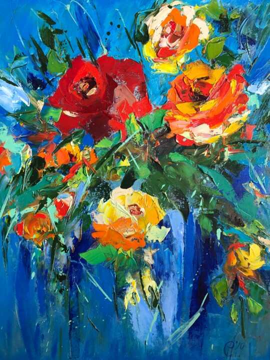 Painting titled "Rose evolution" by Svitlana Andriichenko, Original Artwork, Oil