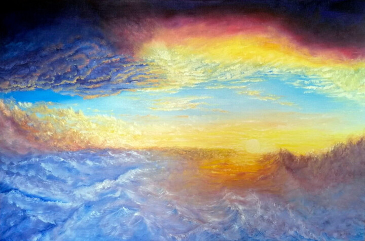 Painting titled "Sky" by Svitlana Bulichenko, Original Artwork, Oil