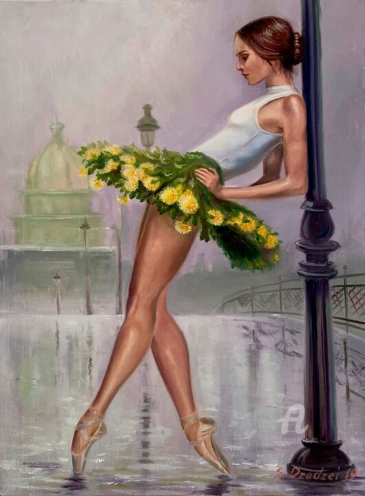 Painting titled ""ARRIVAL OF SPRING"" by Svitlana Dzedzei, Original Artwork, Oil Mounted on Wood Stretcher frame