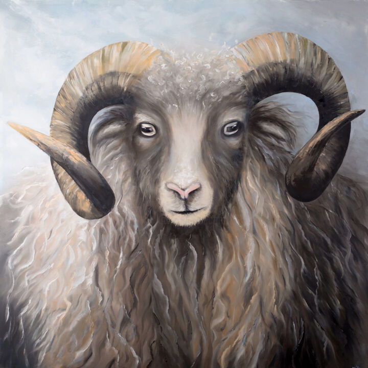 Peinture intitulée "Mountain sheep" par Svitlana Miku, Œuvre d'art originale, Huile