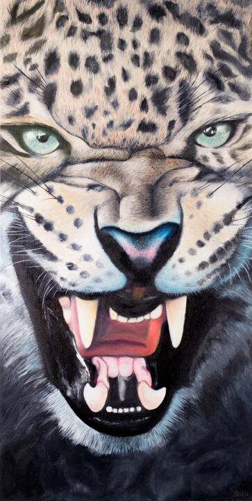 Картина под названием "Leopard" - Svitlana Miku, Подлинное произведение искусства, Масло