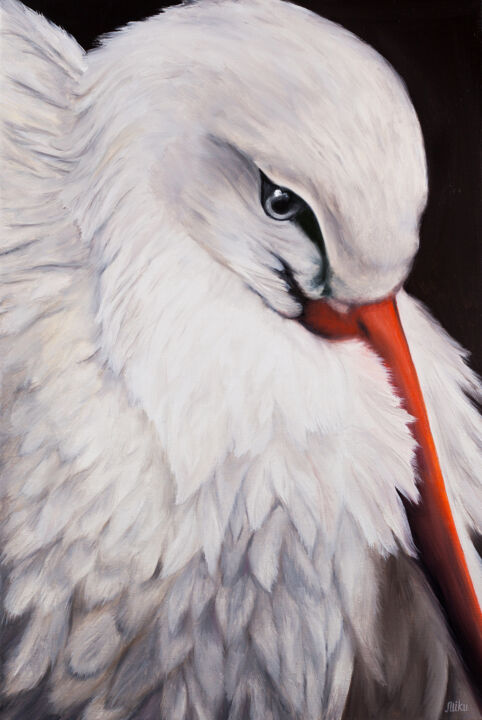 Картина под названием "Stork" - Svitlana Miku, Подлинное произведение искусства, Масло